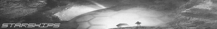 Starship navigating through deep space between distant star systems